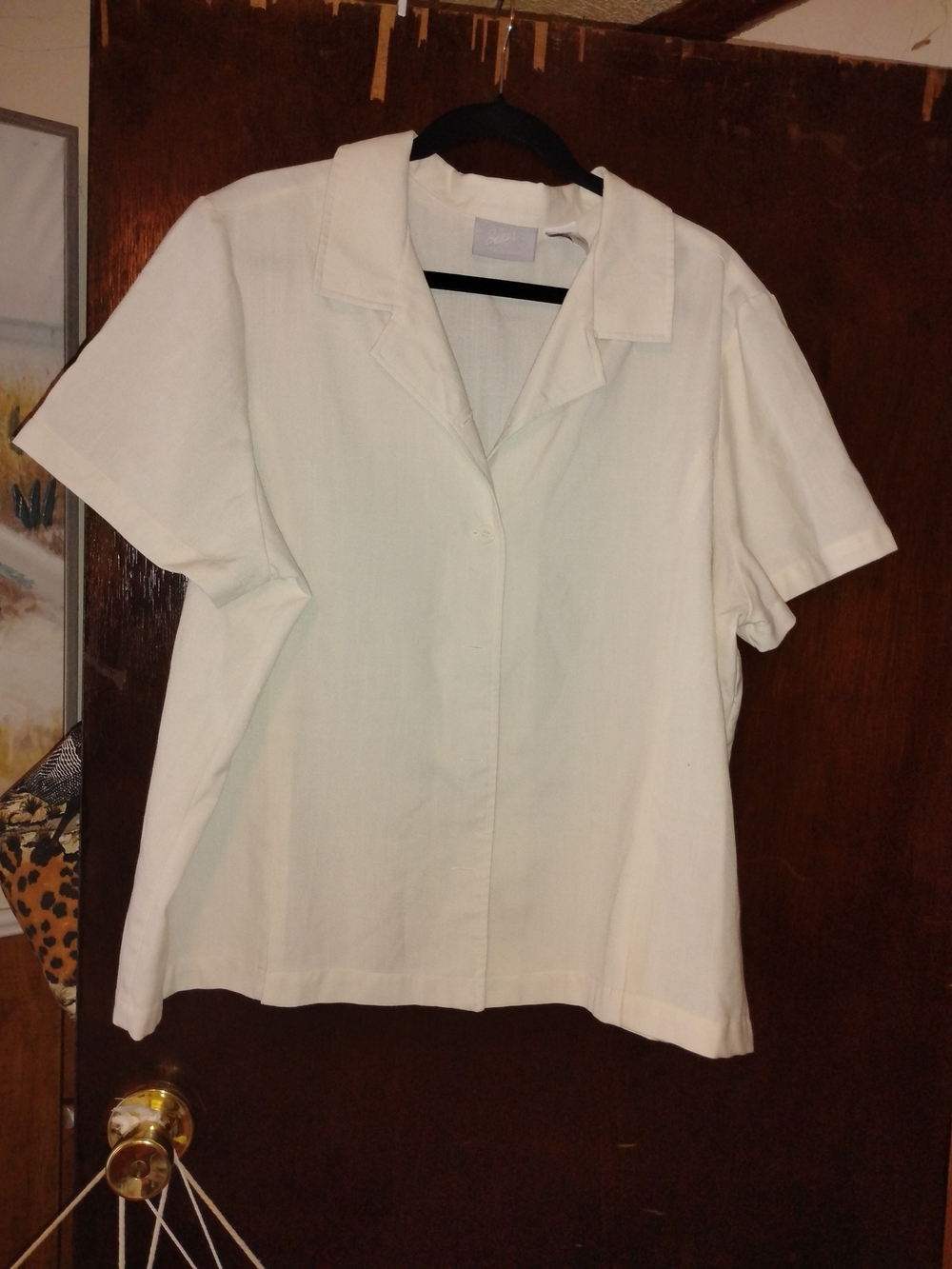 Classic Women's Short-Sleeve Button-Front Top in White